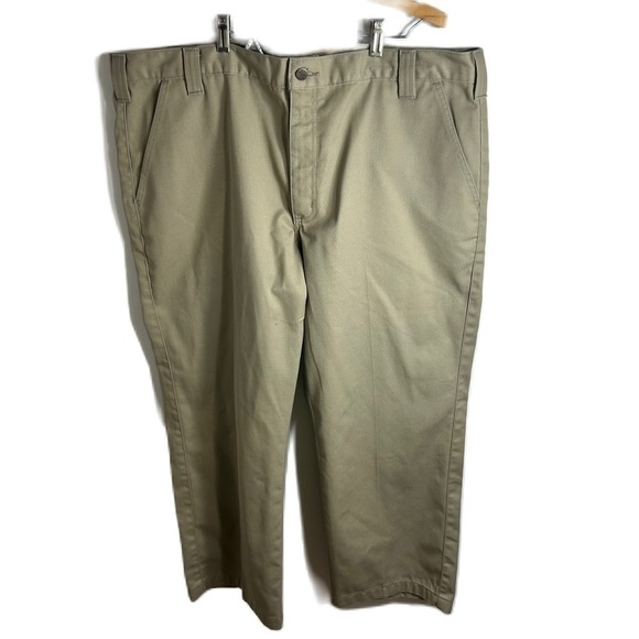 Carhartt Tan Khaki Pants 42x28 Men’s Flat Front - Picture 1 of 6